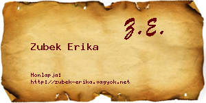 Zubek Erika névjegykártya